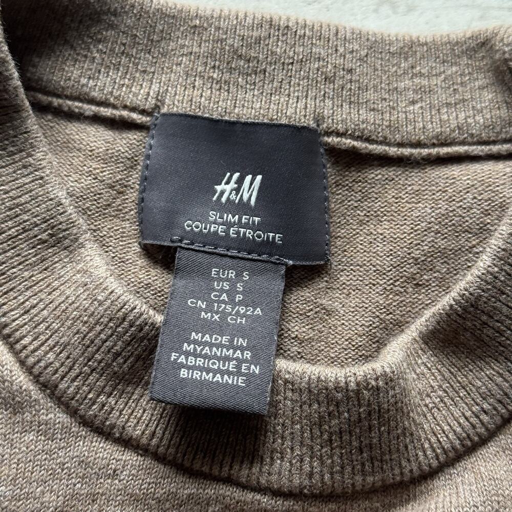 H&M Pullover Lightweight Classic Sweater Men's Size Small Brown 100% Cotton - Picture 3 of 7